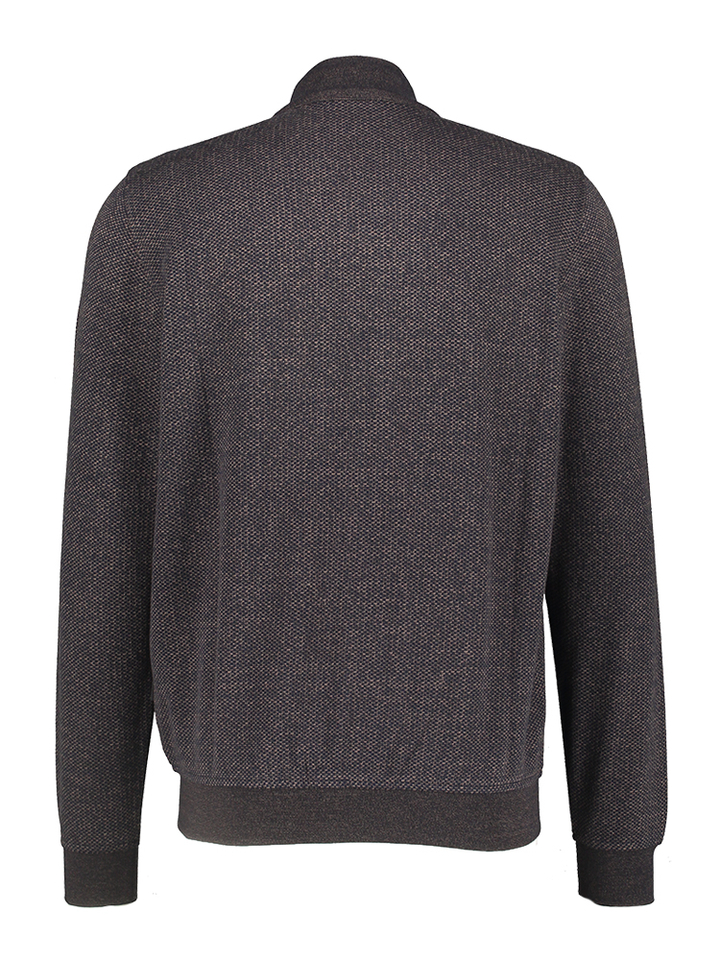 Donkerbruine gilet met rits en motief Bugatti 