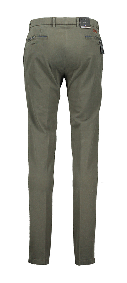 Kaki slim fit broek Bugatti