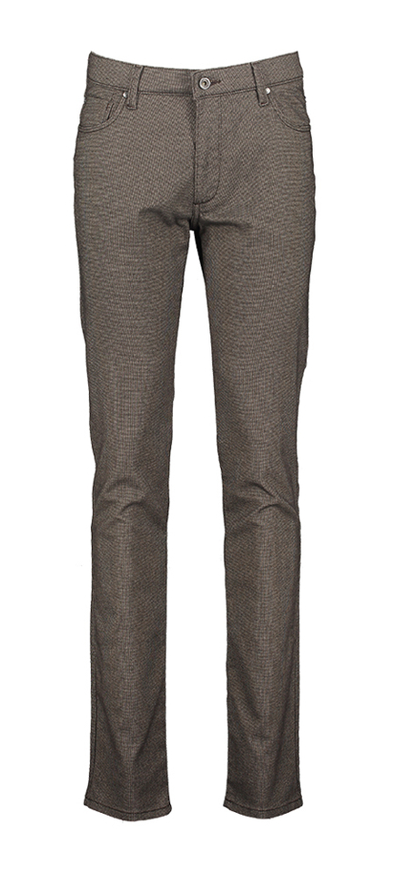 Bruine gespikkelde slim fit broek Bugatti 