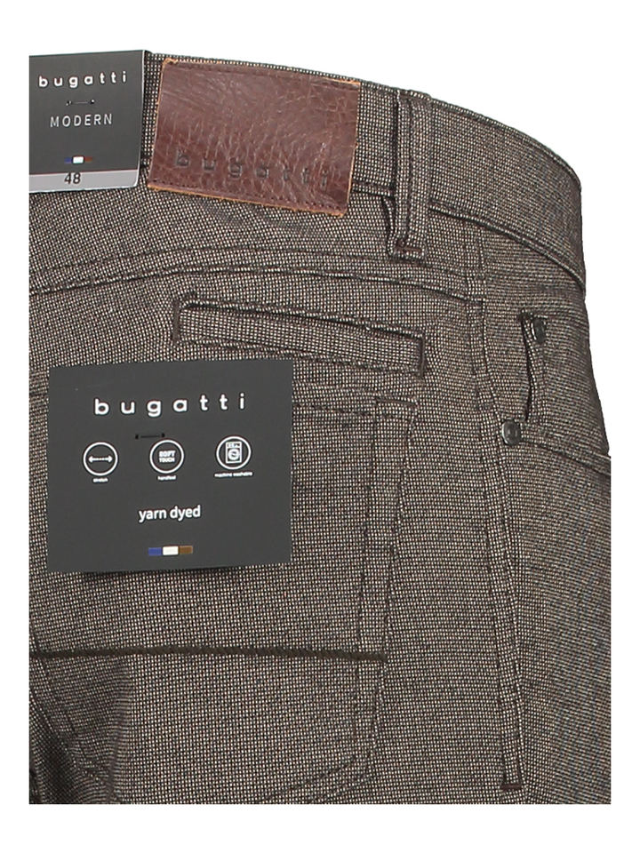 Bruine gespikkelde slim fit broek Bugatti 