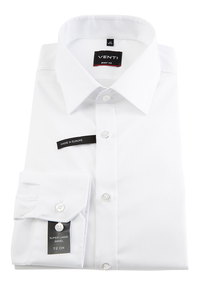 Wit katoenen gekleed hemd slim fit met extra lange mouwen Venti