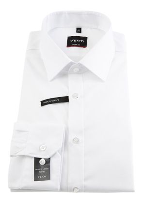 Venti Wit katoenen gekleed hemd slim fit met extra lange mouwen