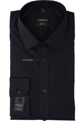 Zwart katoenen gekleed hemd slim fit met lange mouwen Venti