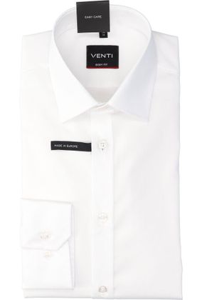 Venti Wit katoenen hemd (slim fit) met lange mouwen