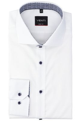 Wit katoenen gekleed hemd slim fit met lange mouwen en donkere knopen Venti