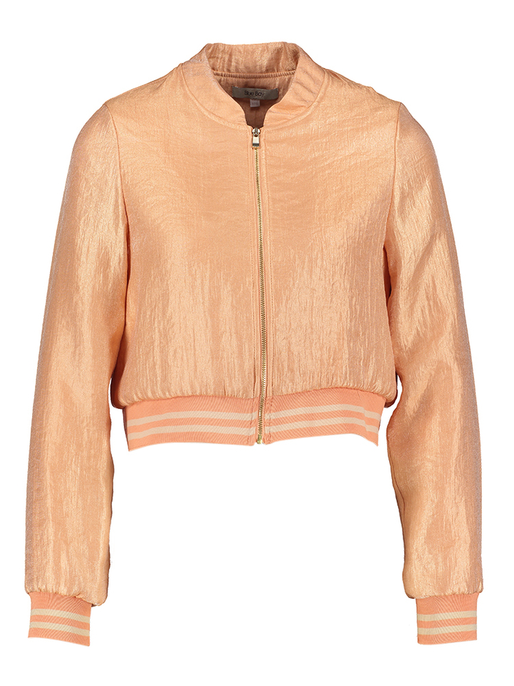 Oranje glanzend vestje met gestreepte boord Roxanne Blue Bay 