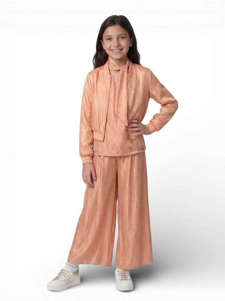 Oranje glanzend vestje met gestreepte boord Roxanne Blue Bay 