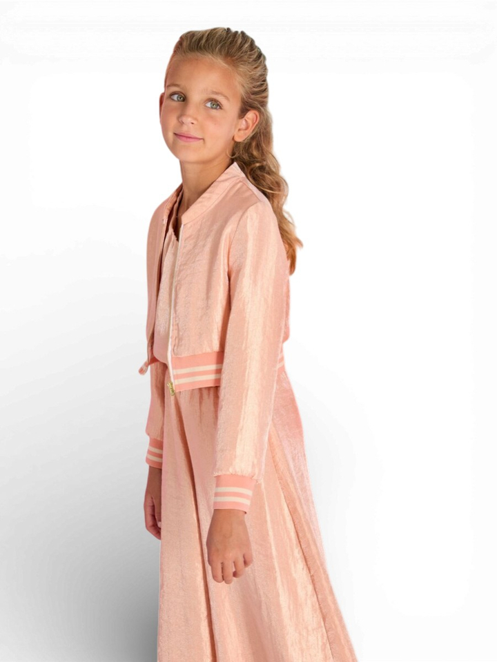 Oranje glanzend vestje met gestreepte boord Roxanne Blue Bay 