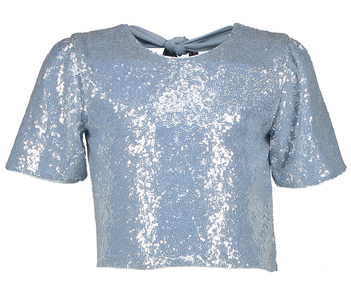 Blauwe glitter bloes Viv Blue Bay