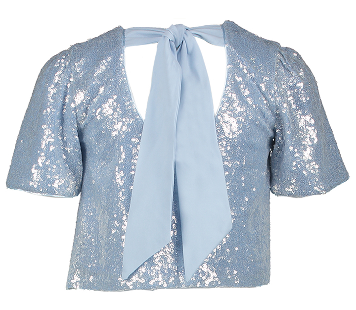 Blauwe glitter bloes Viv Blue Bay