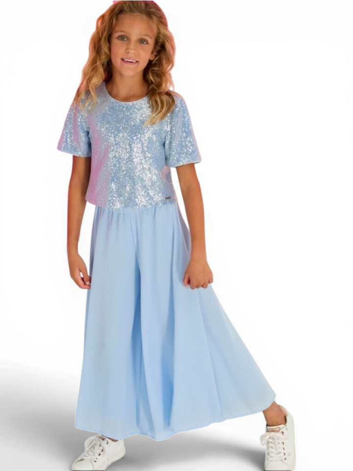 Blauwe glitter bloes Viv Blue Bay