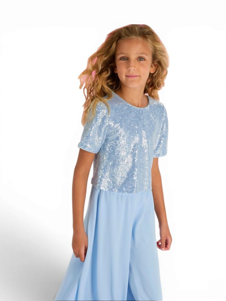 Blauwe glitter bloes Viv Blue Bay