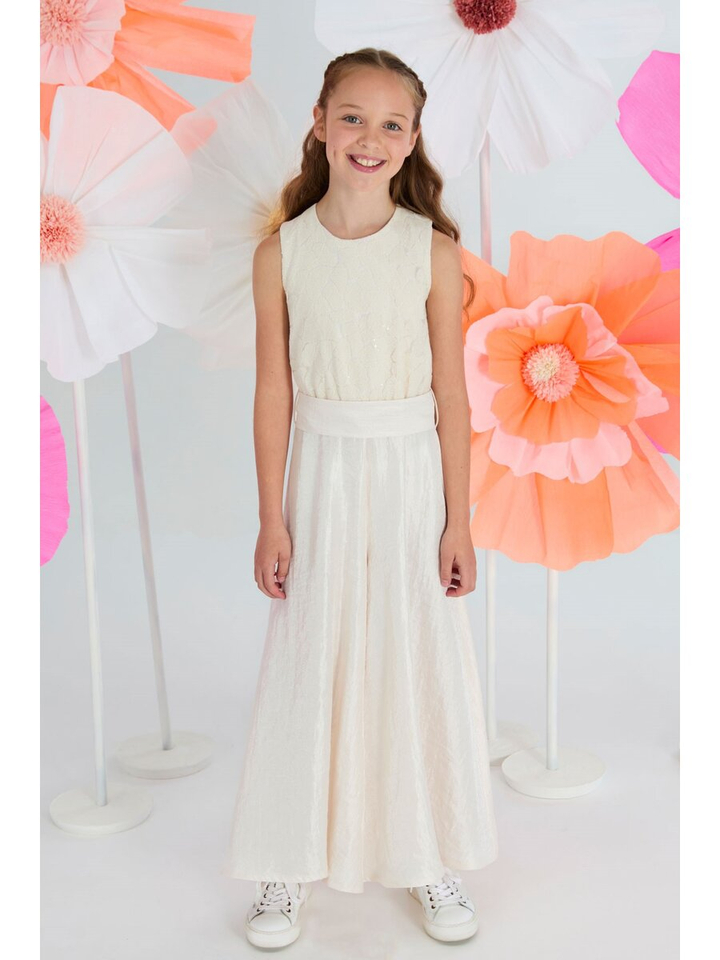 Goud kleurige jumpsuit stuctuur top Zara Blue Bay