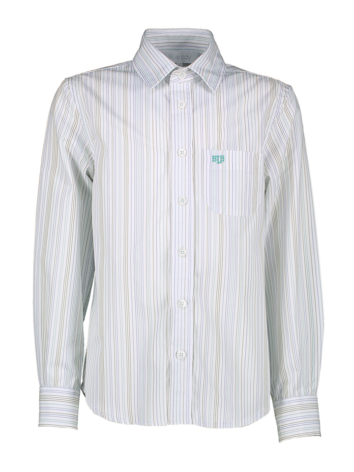 Wit gestreept katoenen hemd Karel Blue Bay
