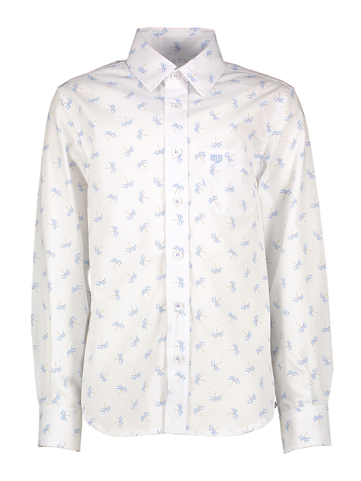 Wit katoenen hemd met palmbomen print Kelvin Blue Bay