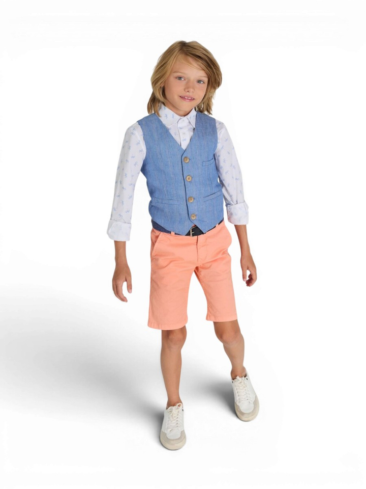 Wit katoenen hemd met palmbomen print Kelvin Blue Bay