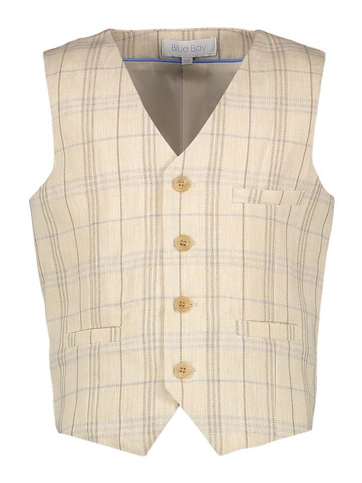 Beige geruite gilet communie Hannes Blue Bay