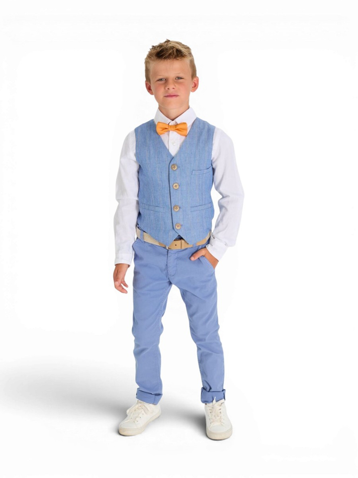 Blauwe katoenen broek communie Morris Blue Bay 