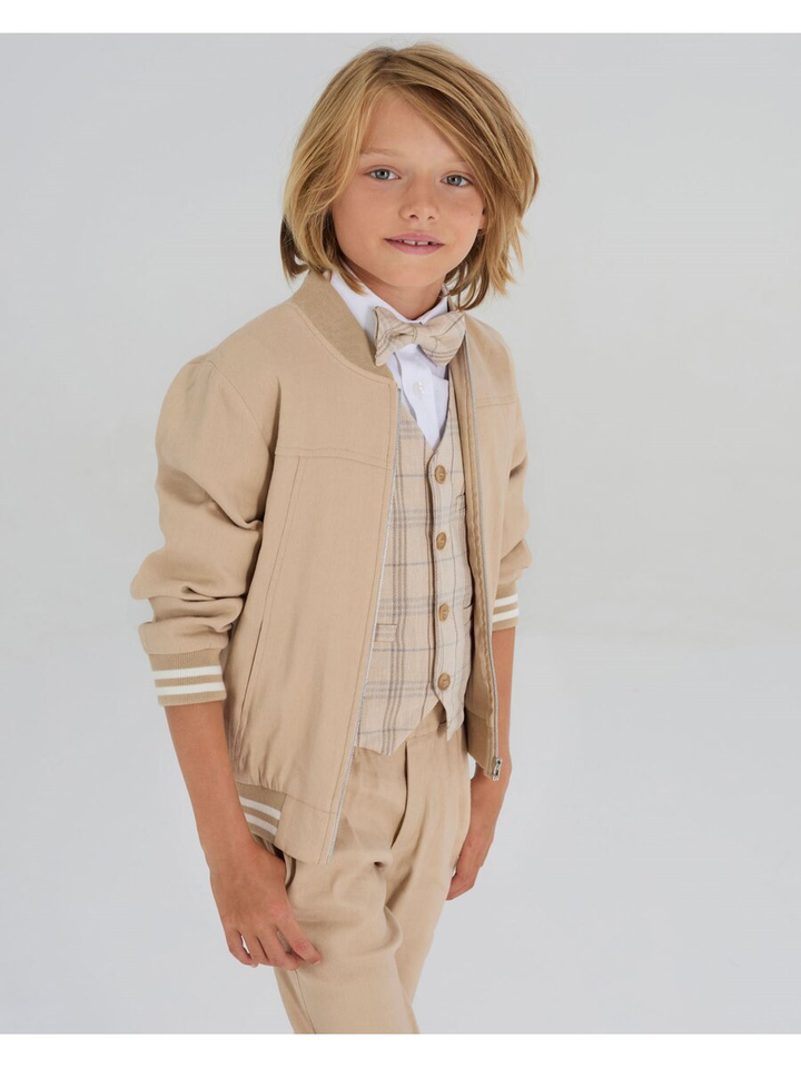 Beige linnen vest met rits Felix Blue Bay 