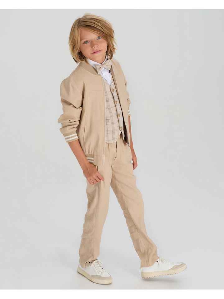 Beige linnen vest met rits Felix Blue Bay 