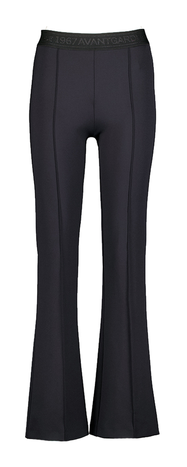 Zwarte comfortabele flared broek met elastiek Alisa Flared Rosner 