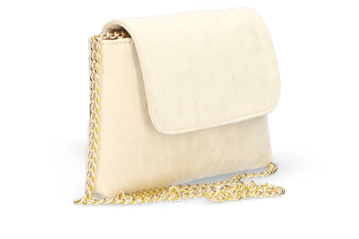 Beige handtas met gouden ketting Miss Leod