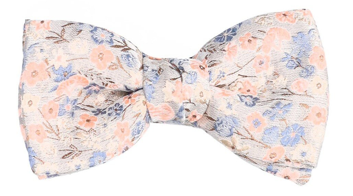 Beige vlinderdas met bloemenprint in pastelkleuren Arjan D-Lux