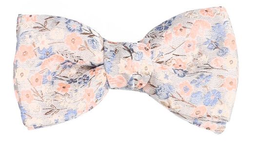 Beige vlinderdas met bloemenprint in pastelkleuren Arjan D-Lux