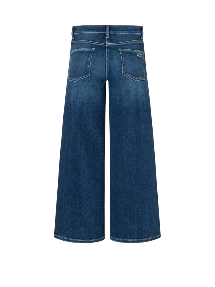 Blauwe cropped wide leg fit jeans Pallazzo Cropped
