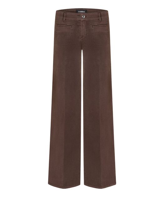Bruine straight fit broek met opgestikte zakken Tess Cambio
