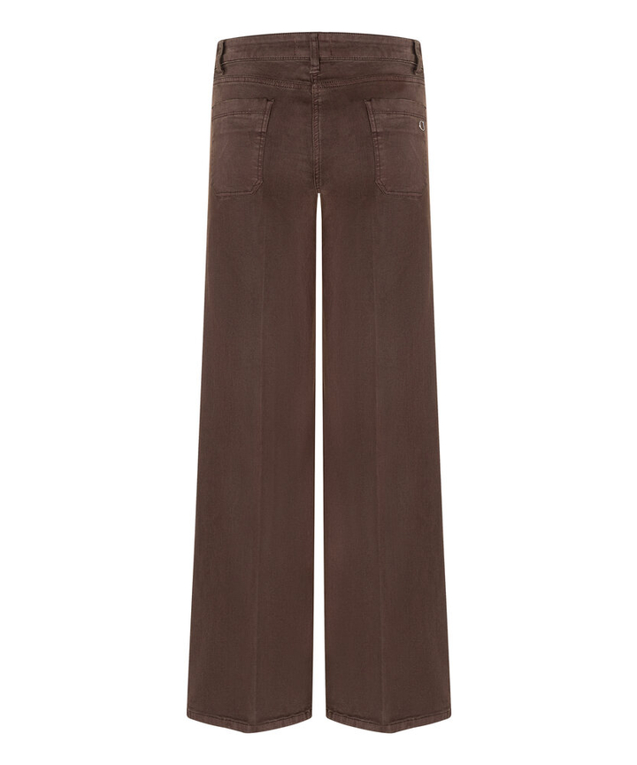 Bruine straight fit broek met opgestikte zakken Tess Cambio 