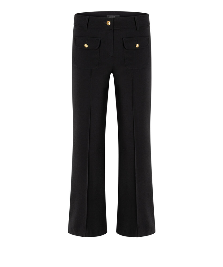 Zwarte geklede enkelbroek met gouden knoop detail Farah Patched Cambio