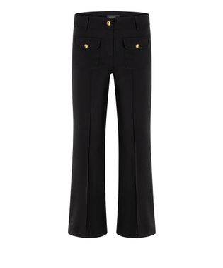 Cambio Zwarte geklede enkelbroek met gouden knoop detail Farah Patched