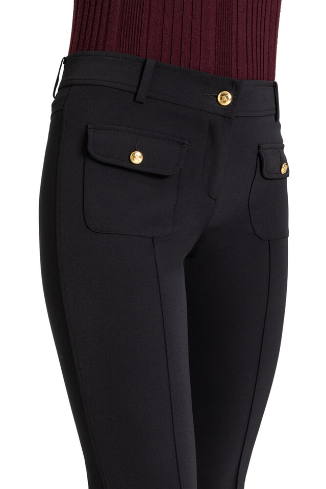 Zwarte geklede enkelbroek met gouden knoop detail Farah Patched Cambio