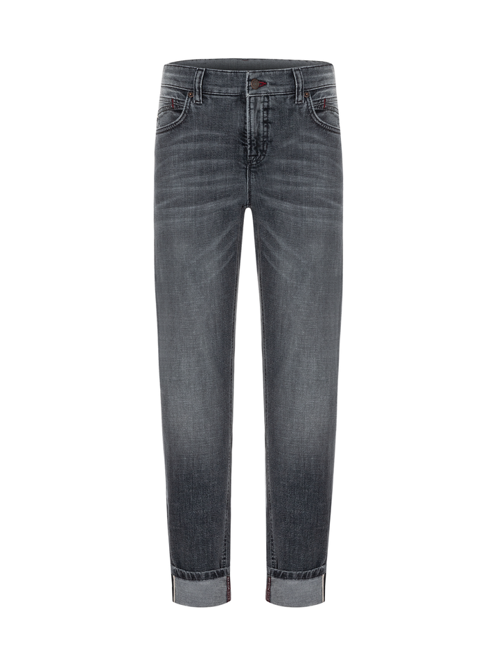 Grijze straight jeans met omslag Kerry Cambio 