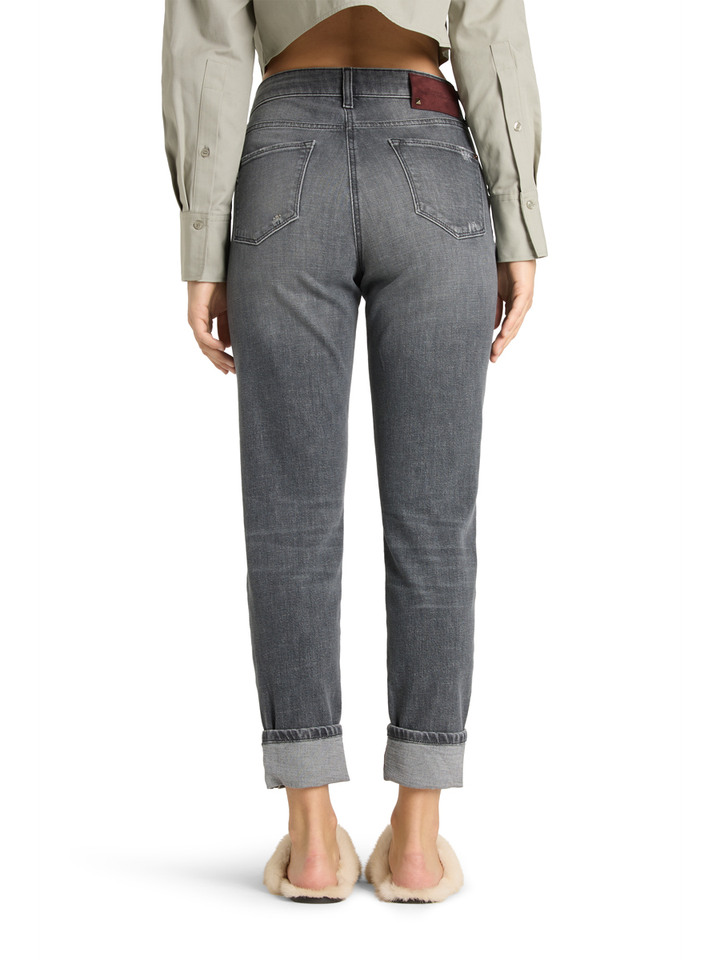 Grijze straight jeans met omslag Kerry Cambio 