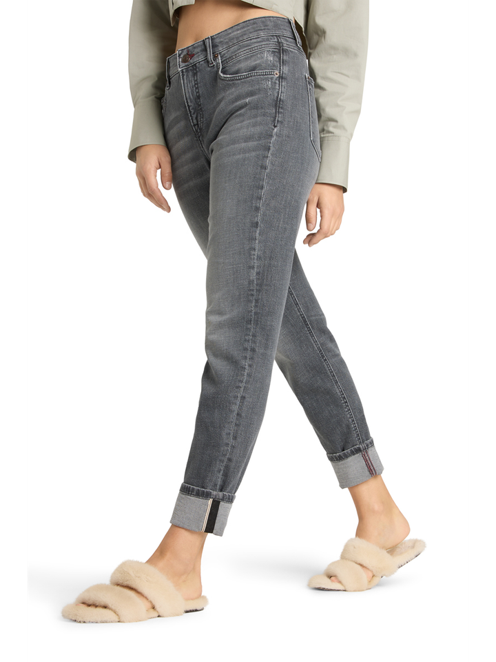 Grijze straight jeans met omslag Kerry Cambio 