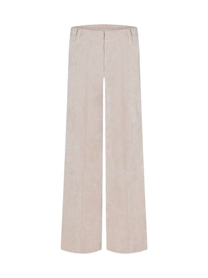 Beige lange broek in ribfluweel Amelie Cambio 