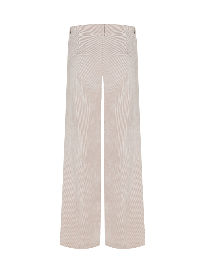 Beige lange broek in ribfluweel Amelie Cambio 