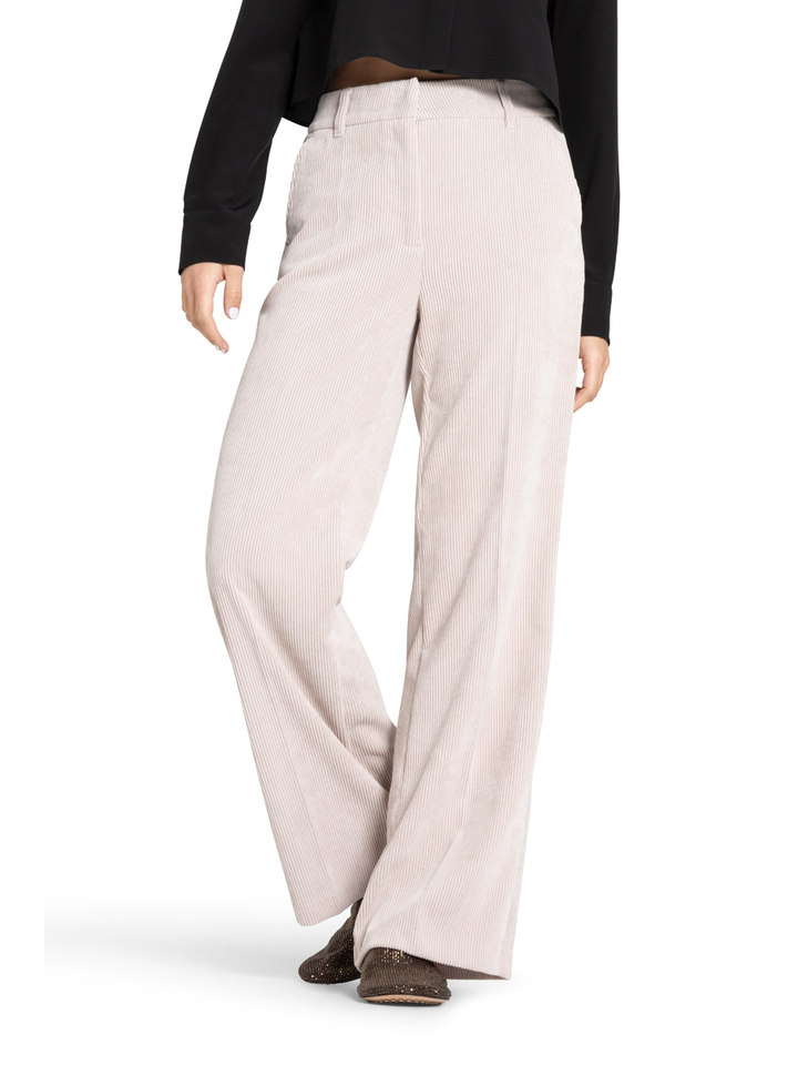 Beige lange broek in ribfluweel Amelie Cambio 