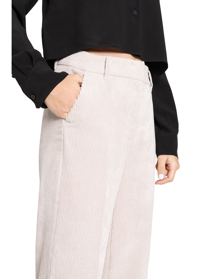 Beige lange broek in ribfluweel Amelie Cambio 