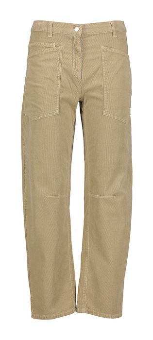 Beige ribfluwelen broek met opgestikte zakken Ocean Cambio