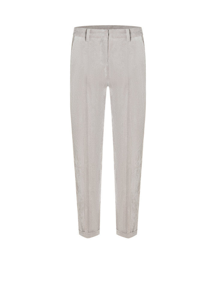 Greige ribfluwelen broek Krystal Cambio