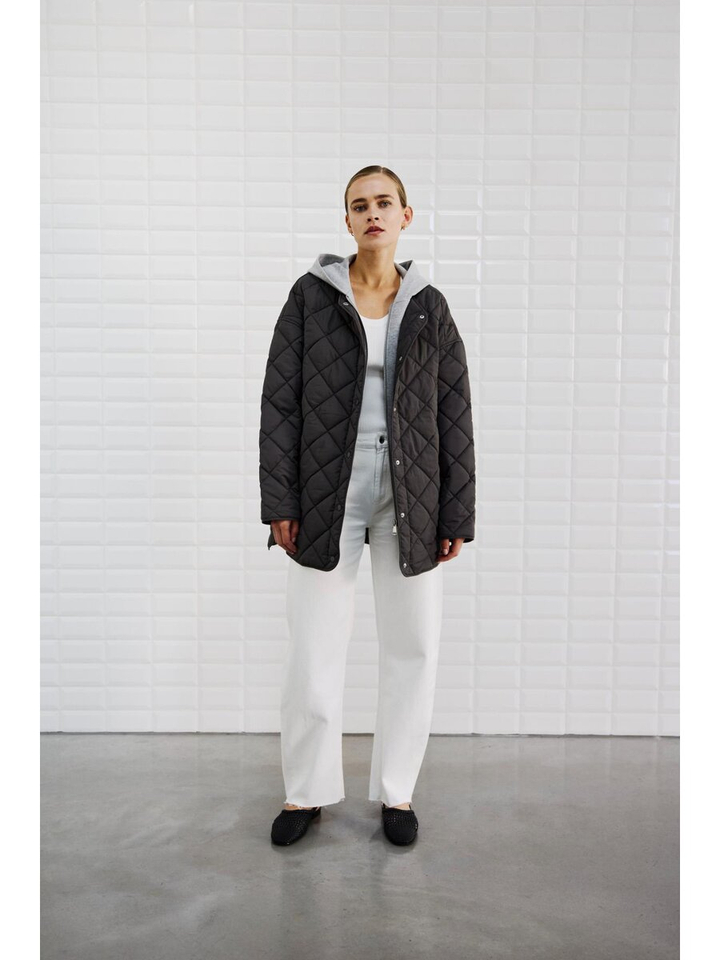 Midnight grey jas met afneembare kap Milana Withblack 