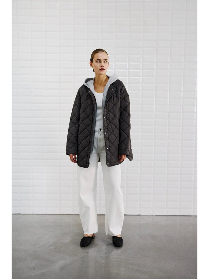 Midnight grey jas met afneembare kap Milana Withblack 