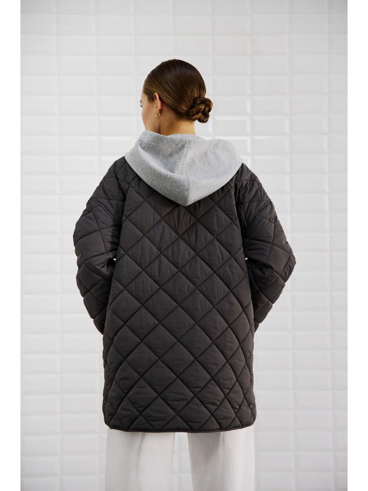 Midnight grey jas met afneembare kap Milana Withblack 