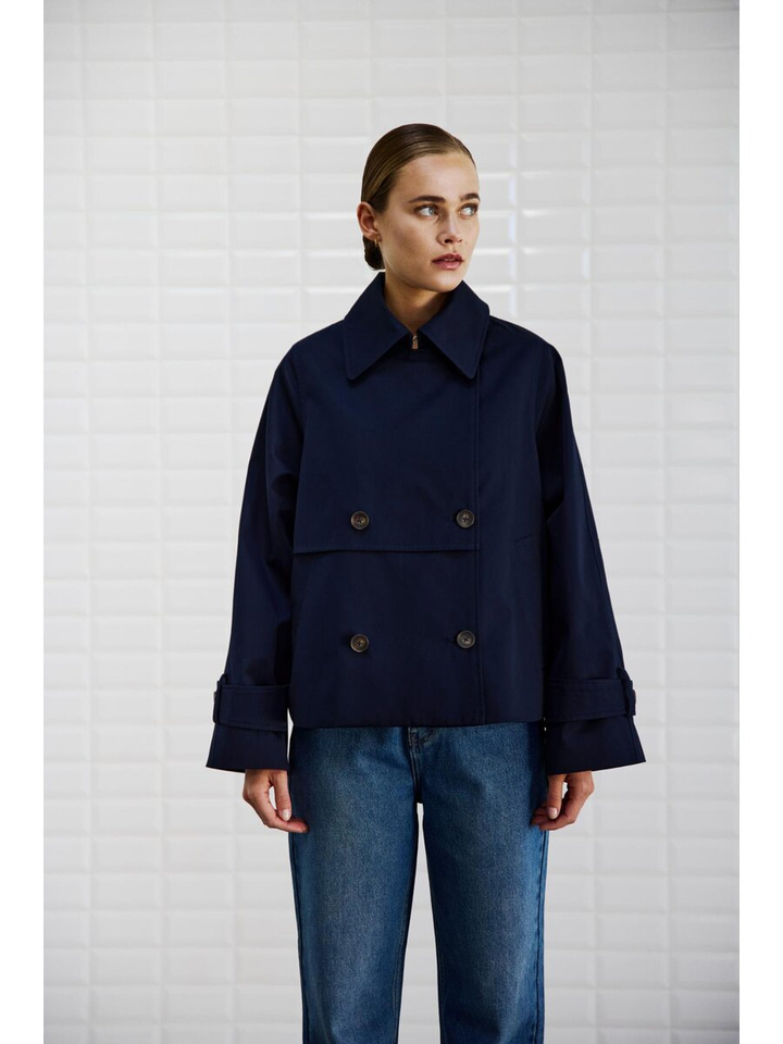 Blauwe jas a-lijn Ophelia Withblack