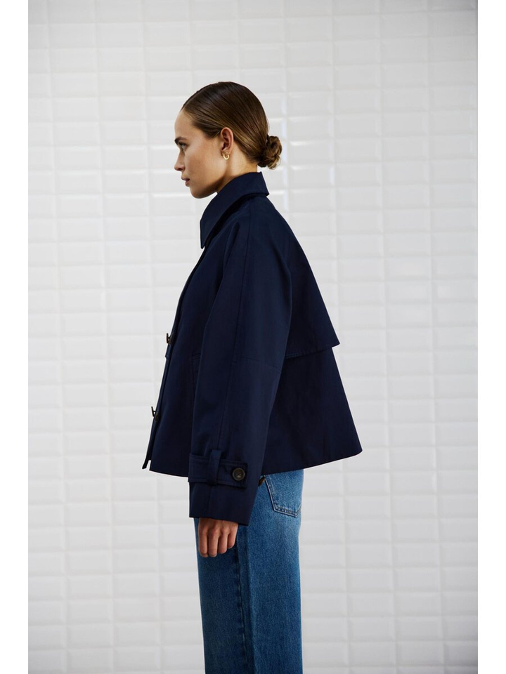 Blauwe jas a-lijn Ophelia Withblack