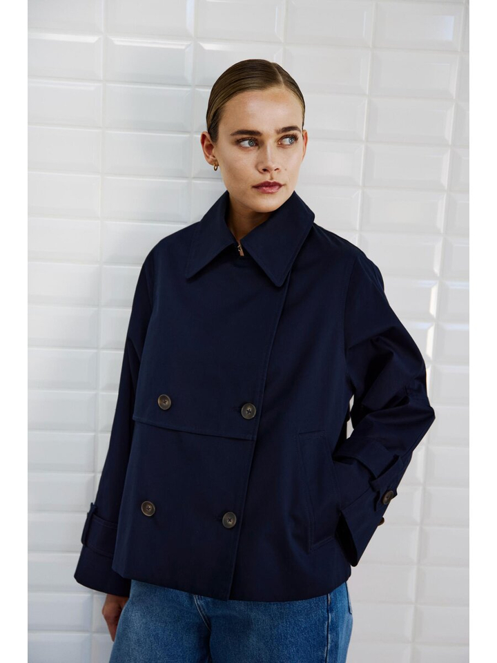 Blauwe jas a-lijn Ophelia Withblack