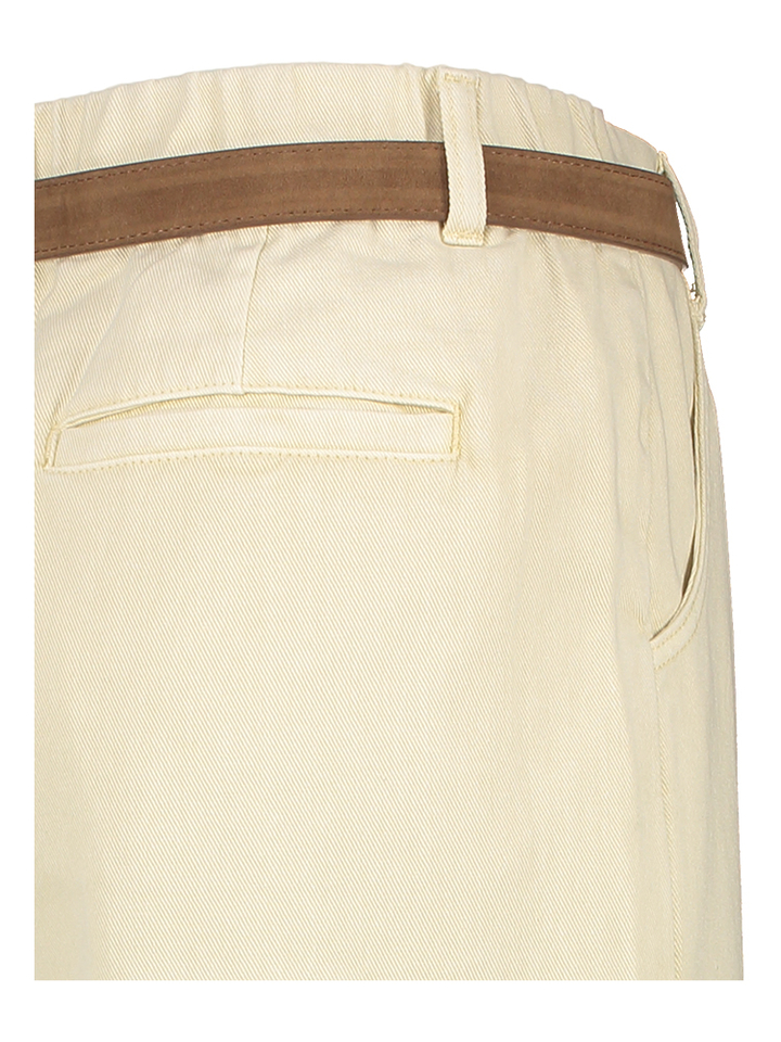 Beige wide leg broek met hoge taille en bruine riem Steffi HW Wide Withblack